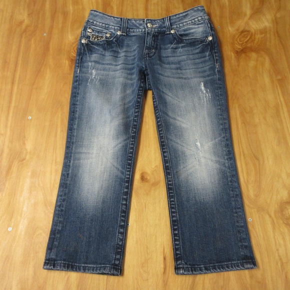MISS ME Embellished Denim Jean Capris Sz 29 Blue Distressed Flap Pockets JP6085P - Picture 2 of 16